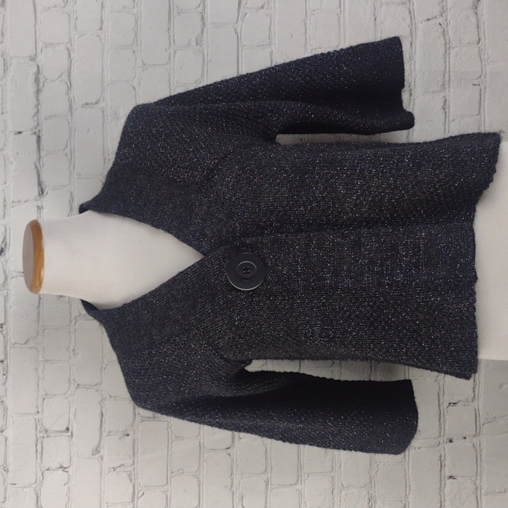 Express Design  Studio Cropped Cardigan Sweater Gray Metallic XS Wool blend